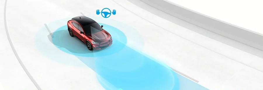 Ford Driver Assist - BlueCruise Ford SUV cruising and scanning the lanes