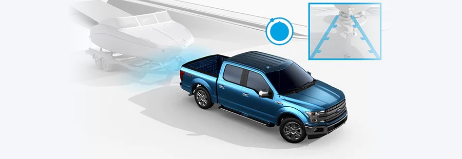 Ford Driver Assist - Pro Trailer Backup Assist Ford Truck pulling a boat on a trailer