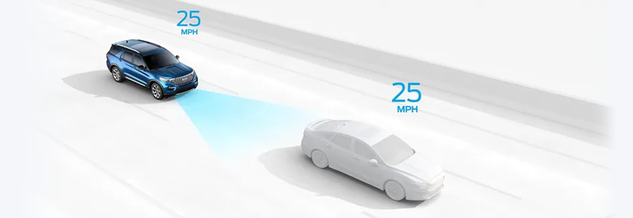 Ford Driver Assist - Intelligent Adaptive Cruise Control Ford SUV keeping distance of vehicle ahead of it