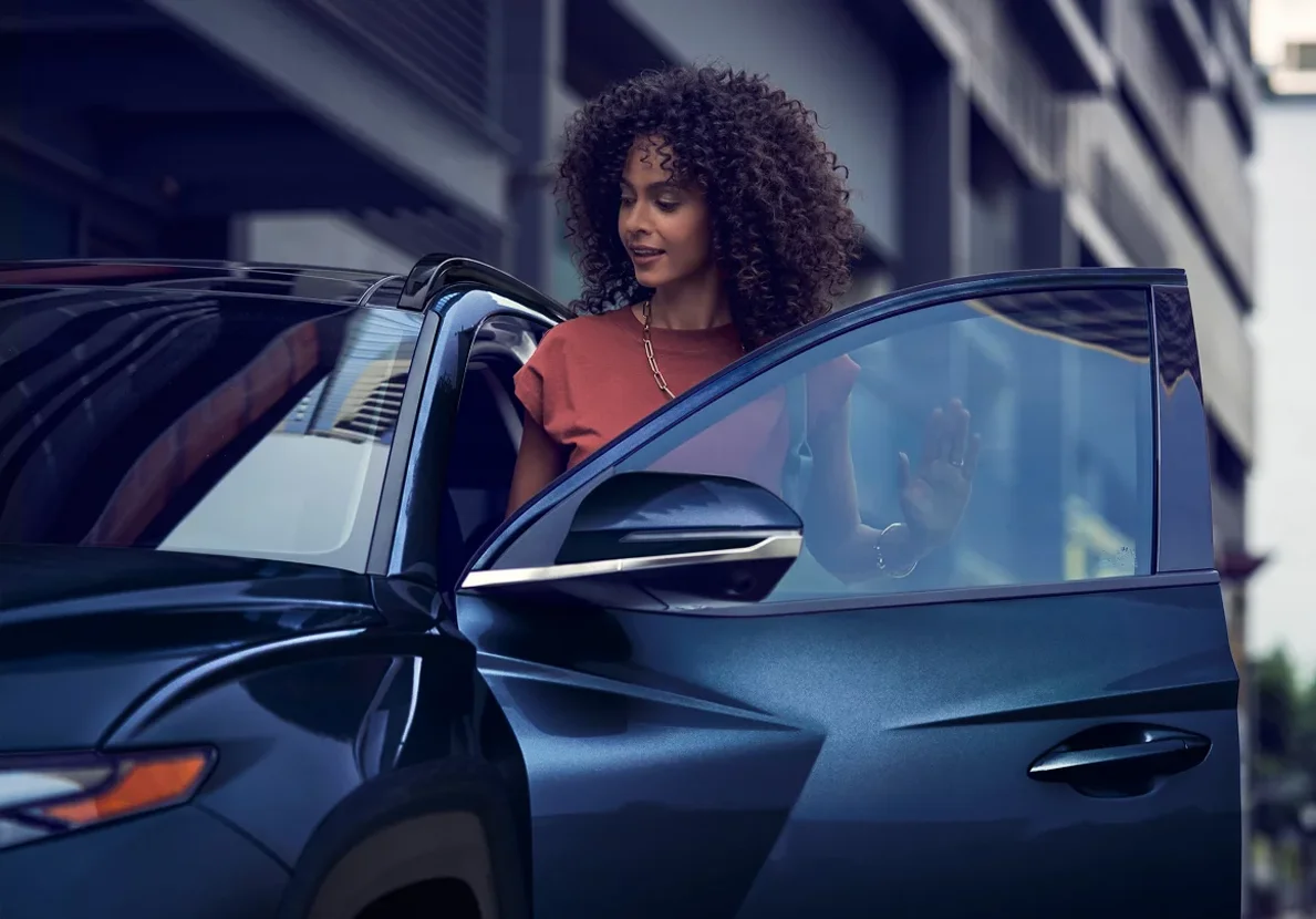 Woman Getting Into Hyundai