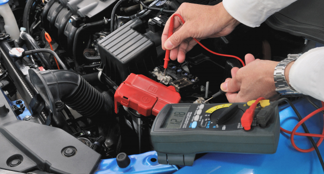 Service Offer - Battery Inspection Car battery being tested