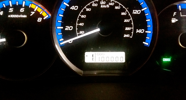 High Mileage Special Subaru Odometer with 100,000 miles