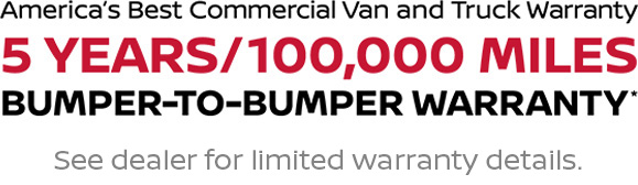 Americas Best Commercial Van and Truck Warranty - 5 Years/100,000 Miles Bumper-to-Bumper Warranty / See Dealer for limited warranty Details