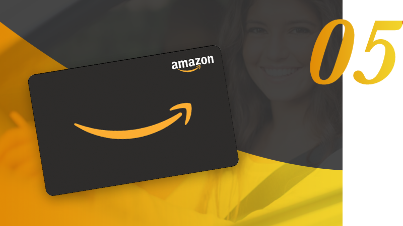 Woman holding Amazon Gift Card
